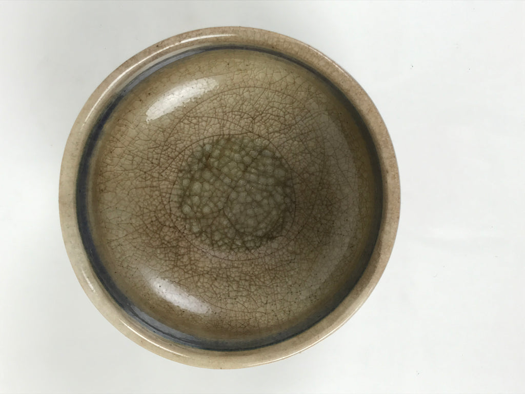 Japanese Ceramic Green Tea Bowl Matcha Chawan Vtg Pottery Blue Gray CHB123