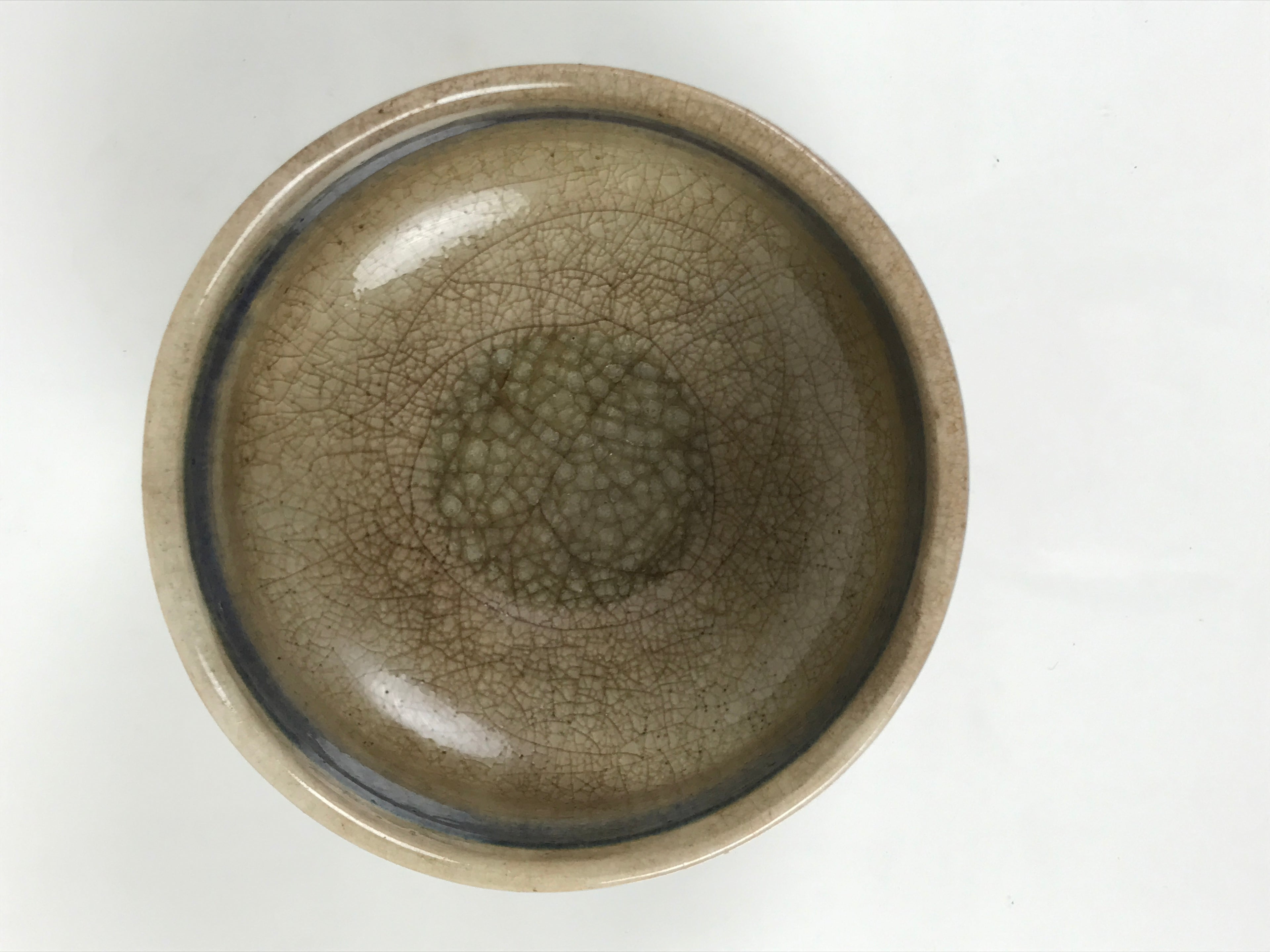 Japanese Ceramic Green Tea Bowl Matcha Chawan Vtg Pottery Blue Gray CHB123