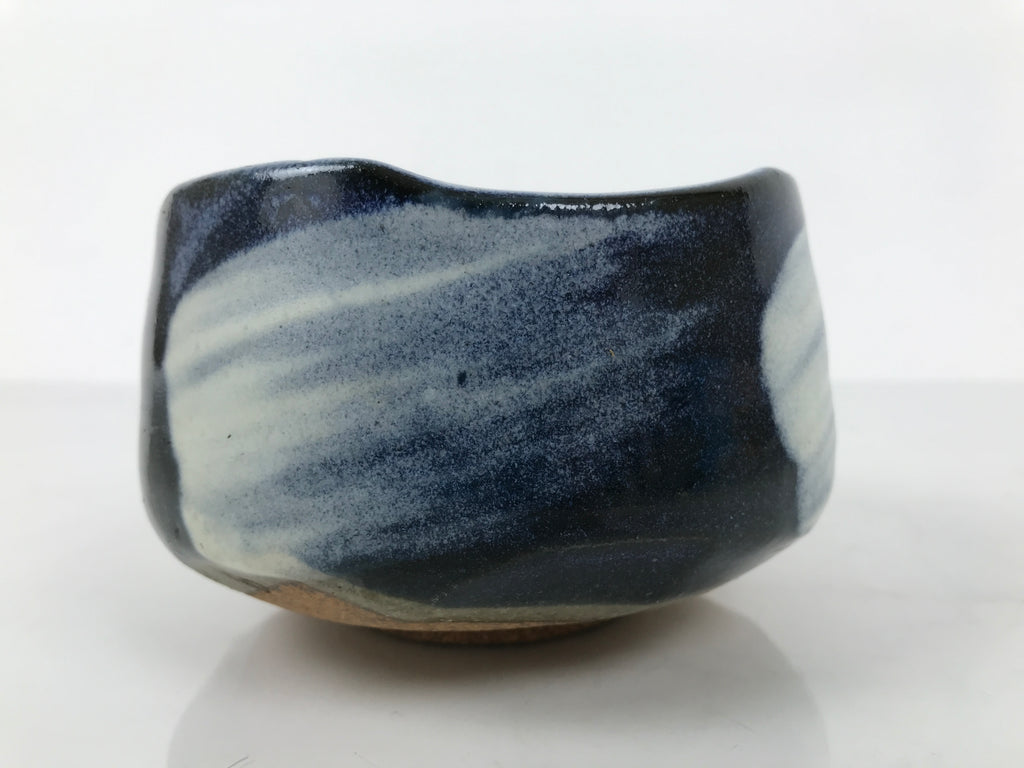 Japanese Ceramic Green Tea Bowl Matcha Chawan Vtg Pottery Blue White CHB129