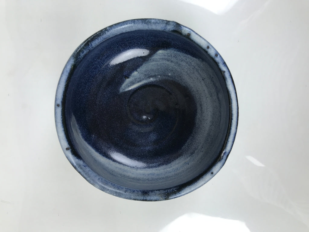Japanese Ceramic Green Tea Bowl Matcha Chawan Vtg Pottery Blue White CHB129