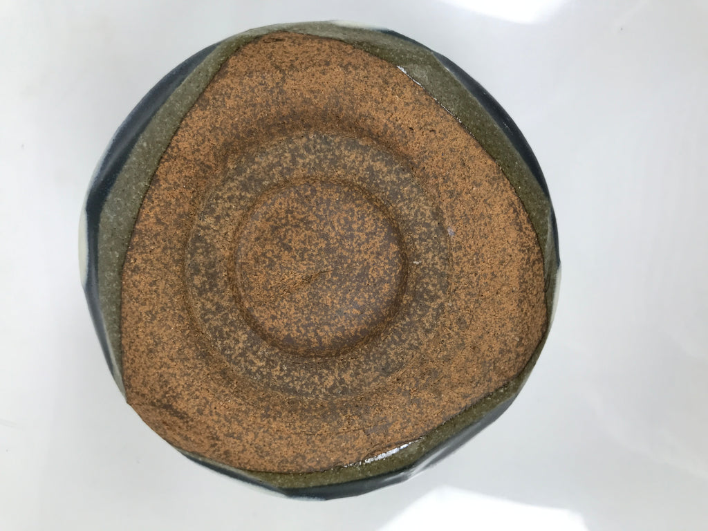Japanese Ceramic Green Tea Bowl Matcha Chawan Vtg Pottery Blue White CHB129