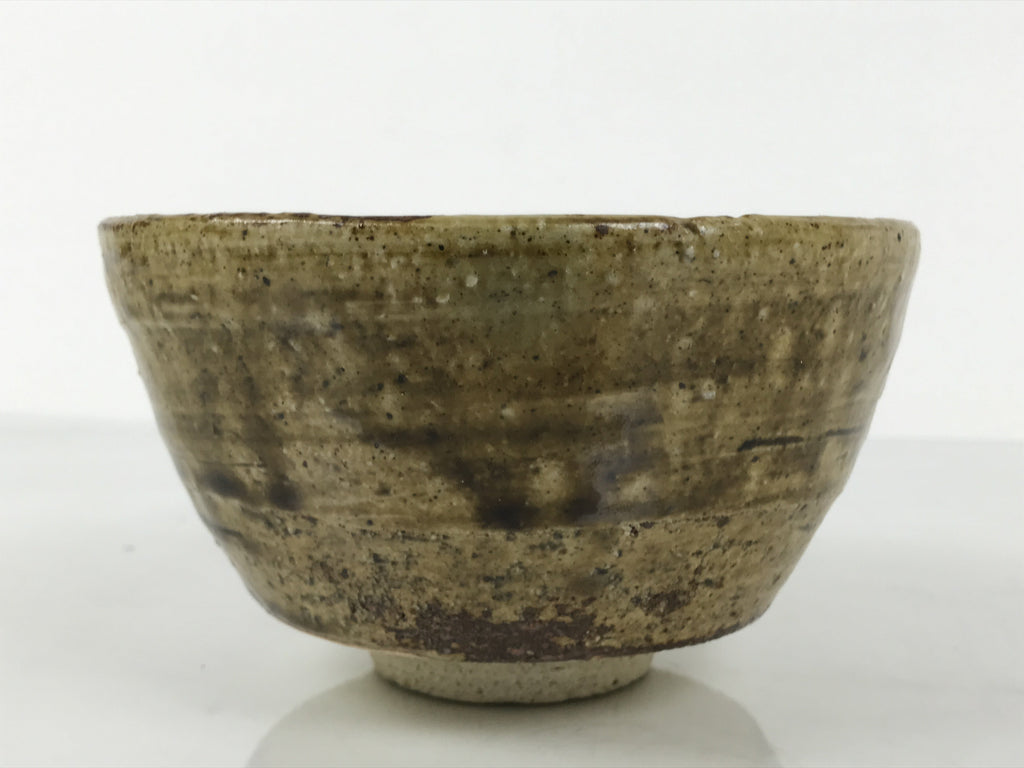 Japanese Ceramic Green Tea Bowl Matcha Chawan Vtg Pottery Brown Crest CHB116