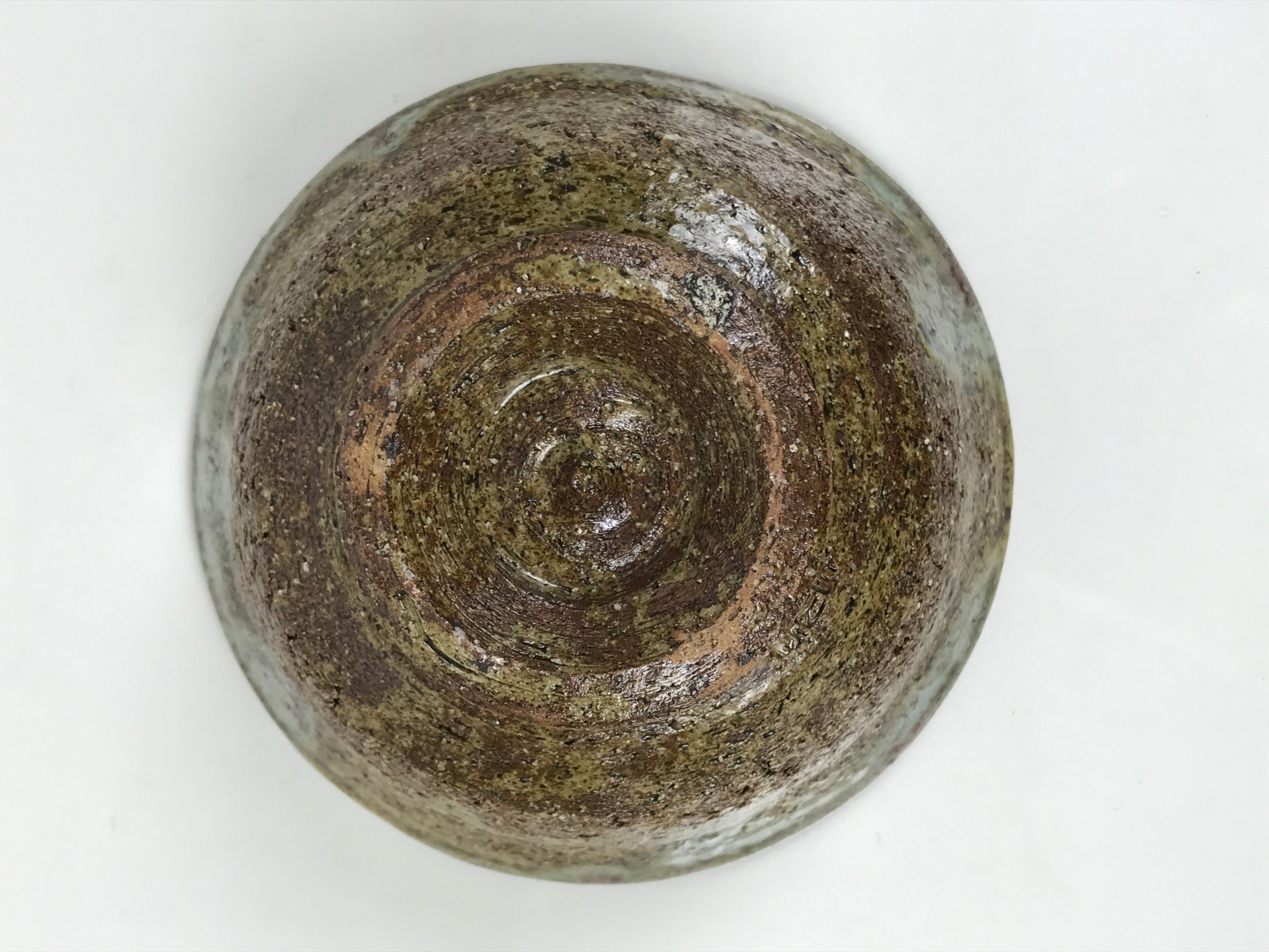 Japanese Ceramic Green Tea Bowl Matcha Chawan Vtg Pottery Brown Green CHB120