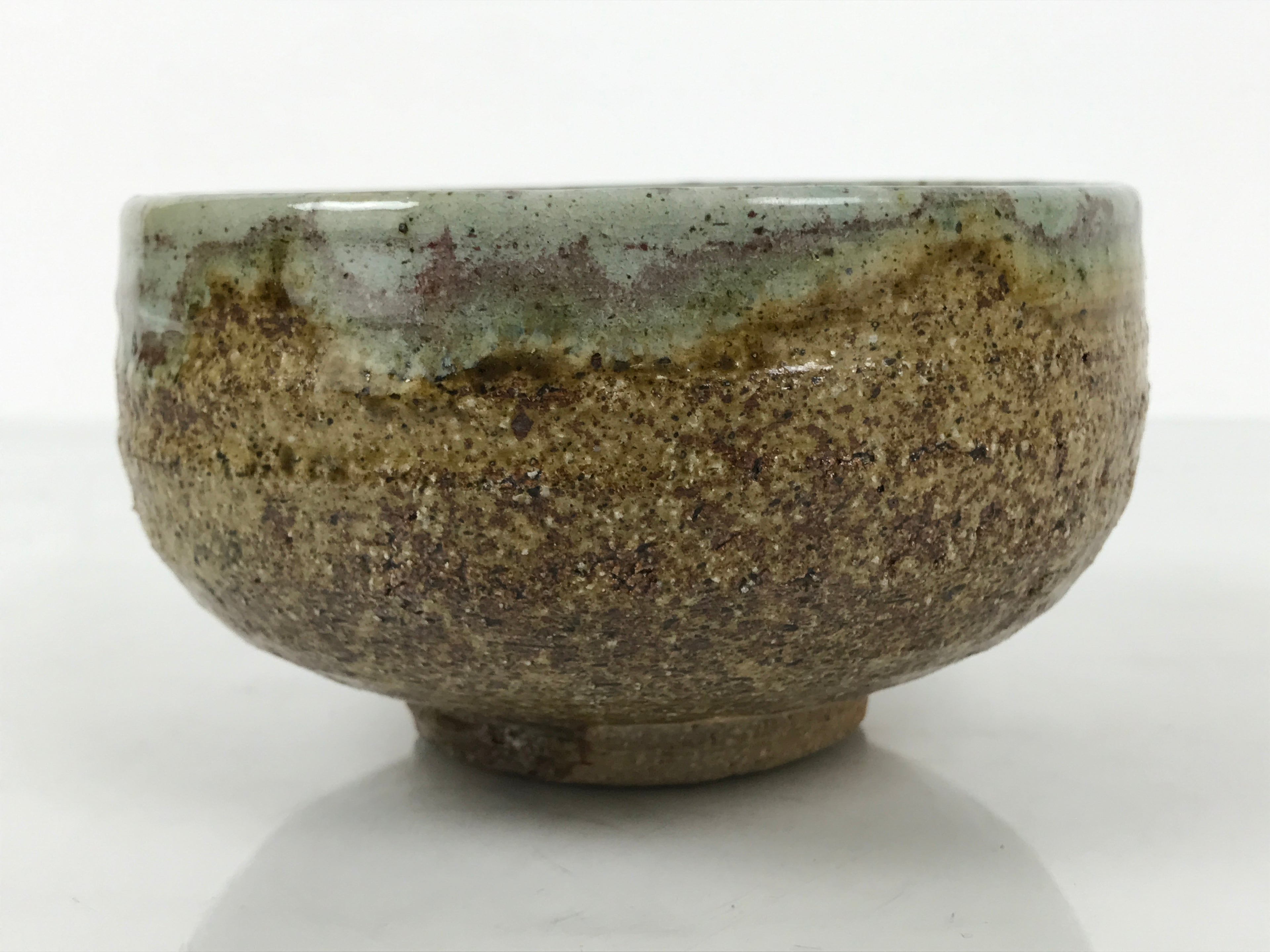 Japanese Ceramic Green Tea Bowl Matcha Chawan Vtg Pottery Brown Green CHB122