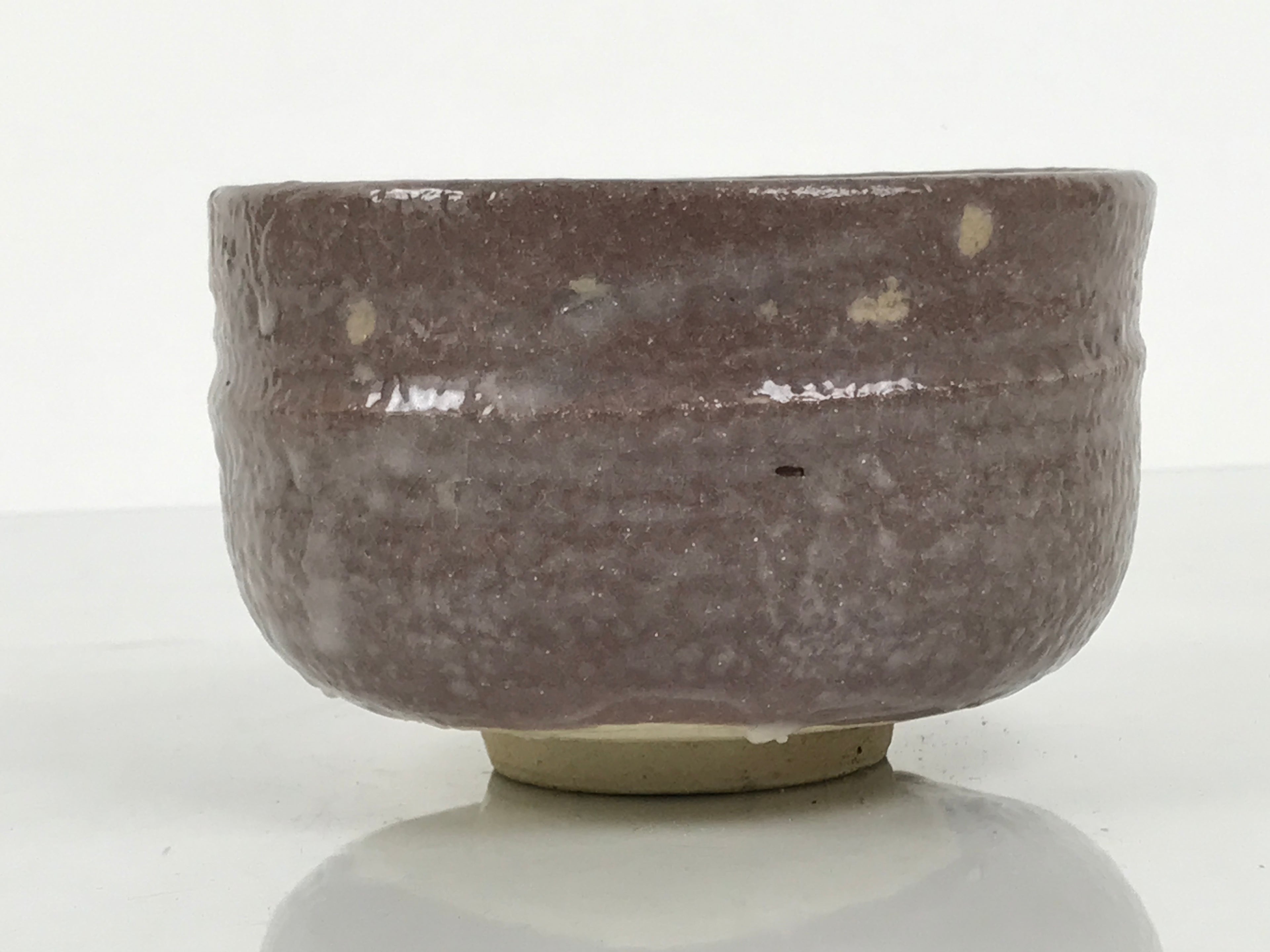 Japanese Ceramic Green Tea Bowl Matcha Chawan Vtg Pottery Brown White CHB150