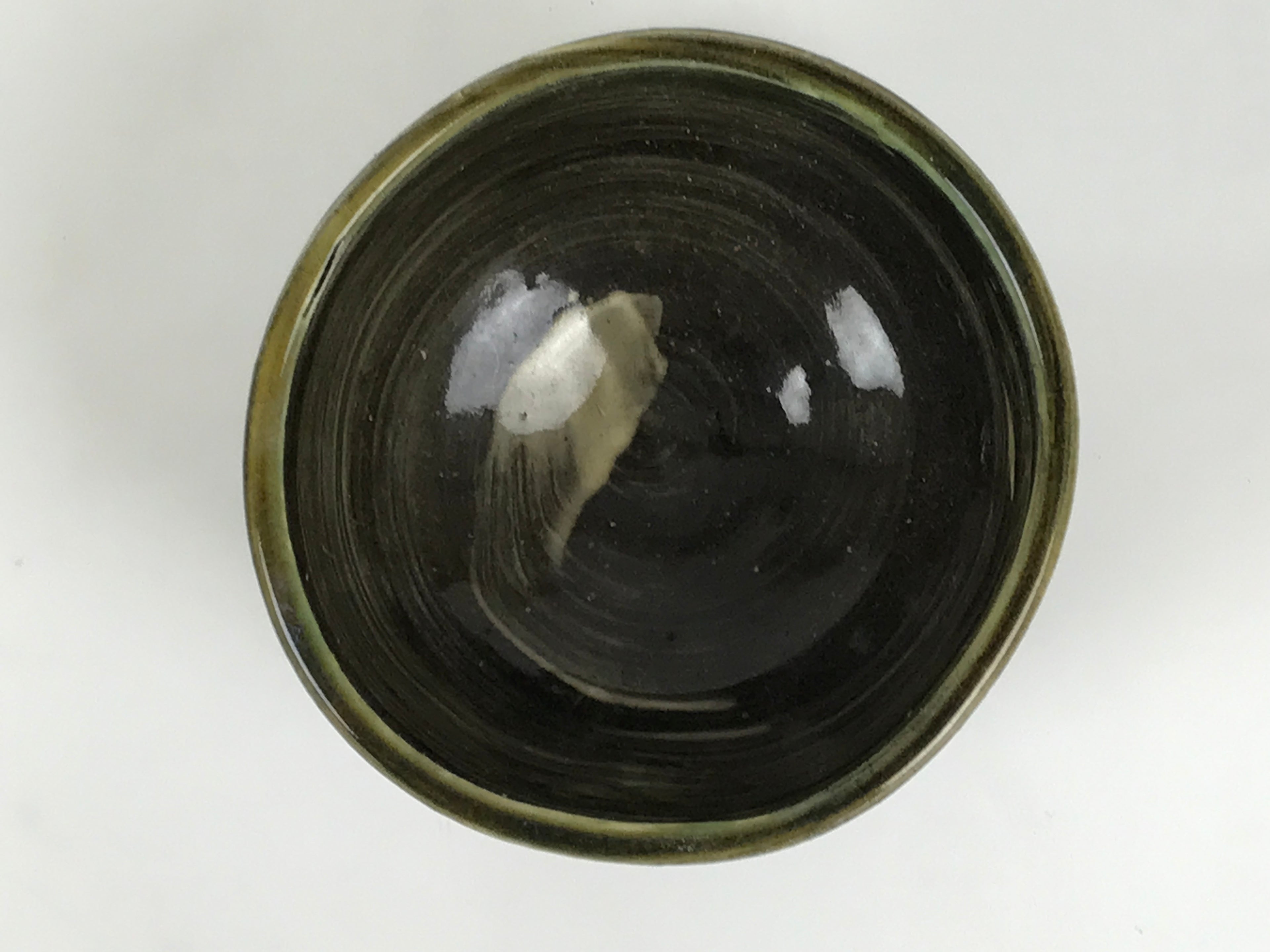 Japanese Ceramic Green Tea Bowl Matcha Chawan Vtg Pottery Brush Stroke CHB154