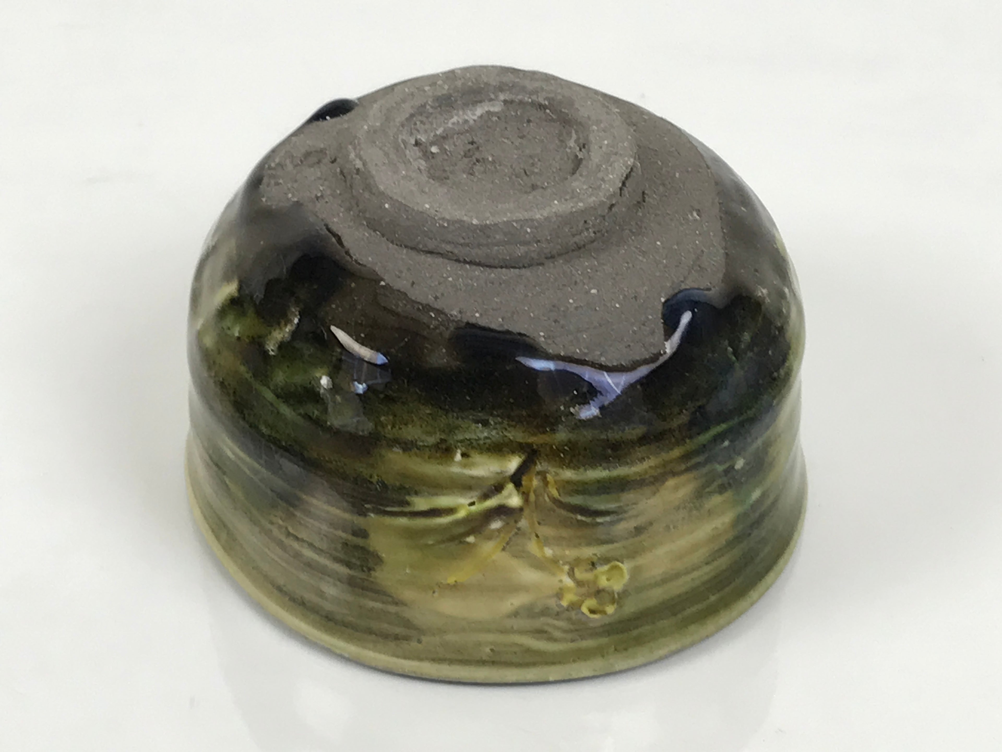 Japanese Ceramic Green Tea Bowl Matcha Chawan Vtg Pottery Brush Stroke CHB154