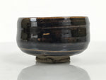 Japanese Ceramic Green Tea Bowl Matcha Chawan Vtg Pottery Dark Brown CHB158
