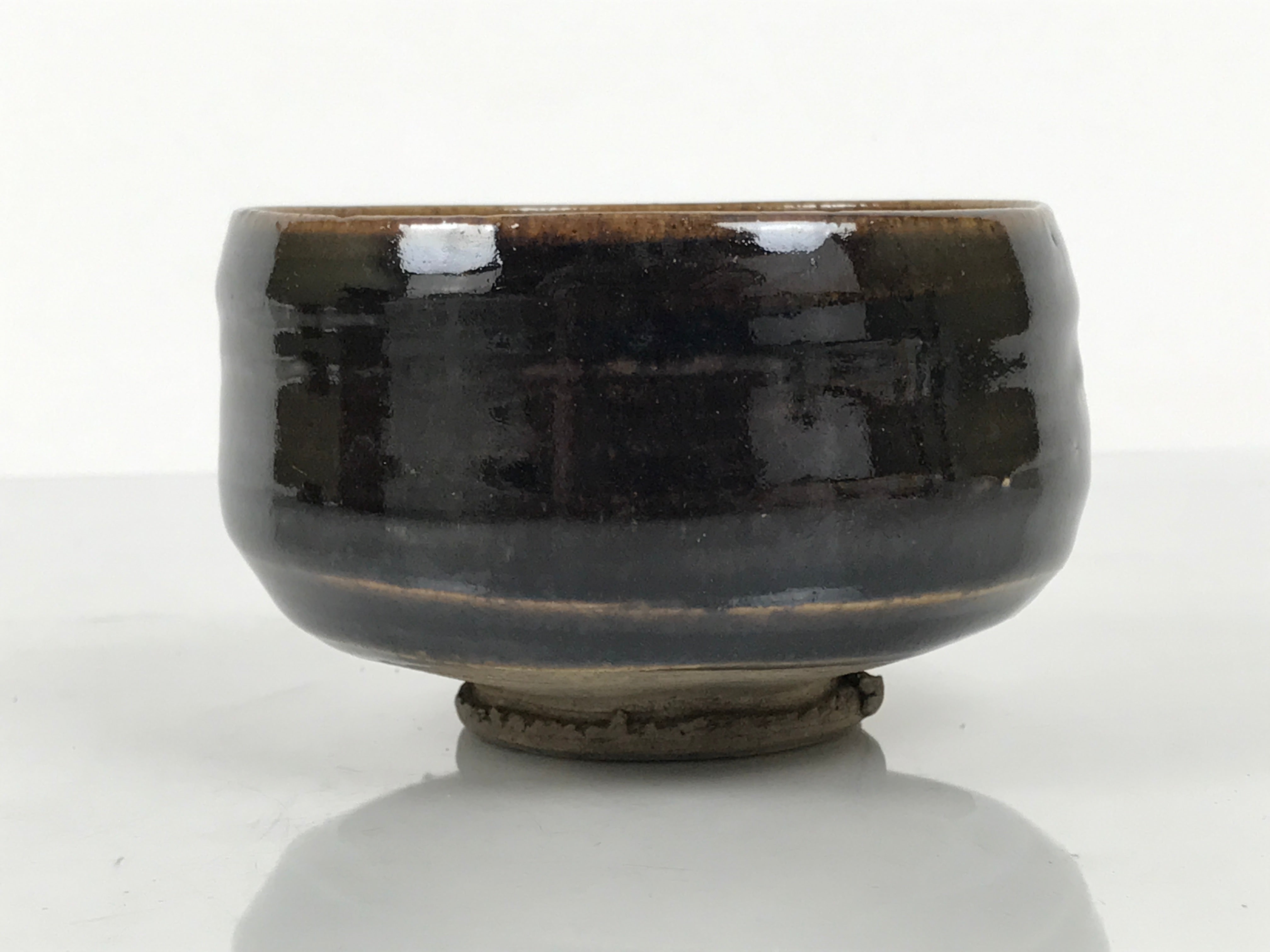 Japanese Ceramic Green Tea Bowl Matcha Chawan Vtg Pottery Dark