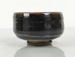 Japanese Ceramic Green Tea Bowl Matcha Chawan Vtg Pottery Dark Brown CHB158
