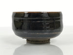 Japanese Ceramic Green Tea Bowl Matcha Chawan Vtg Pottery Dark Brown CHB158