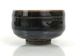 Japanese Ceramic Green Tea Bowl Matcha Chawan Vtg Pottery Dark Brown CHB158