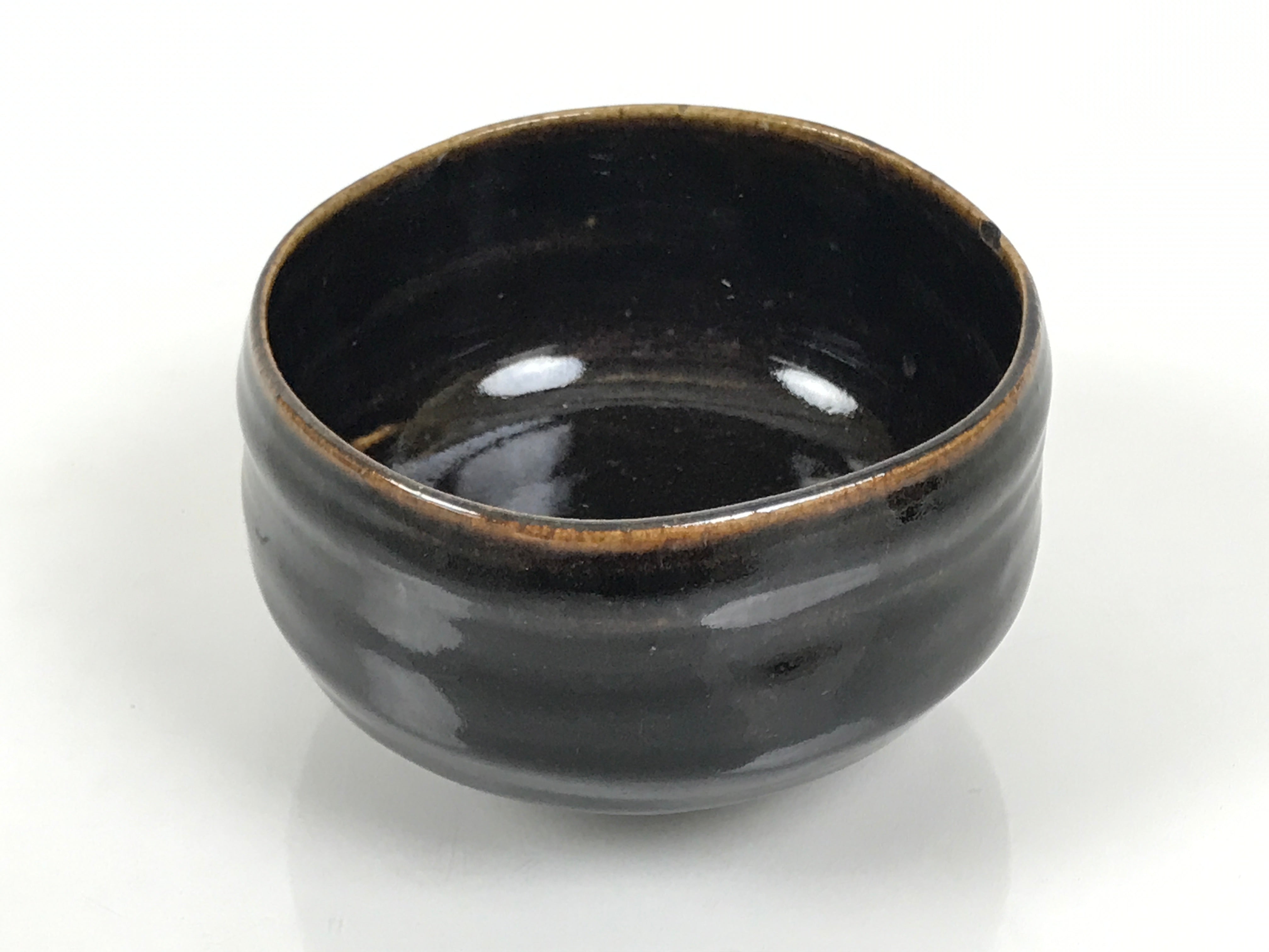 Japanese Ceramic Green Tea Bowl Matcha Chawan Vtg Pottery Dark
