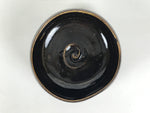 Japanese Ceramic Green Tea Bowl Matcha Chawan Vtg Pottery Dark Brown CHB158