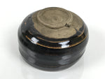Japanese Ceramic Green Tea Bowl Matcha Chawan Vtg Pottery Dark Brown CHB158