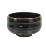 Japanese Ceramic Green Tea Bowl Matcha Chawan Vtg Pottery Dark Brown CHB158