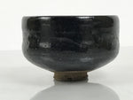 Japanese Ceramic Green Tea Bowl Matcha Chawan Vtg Pottery Glossy Black CHB153
