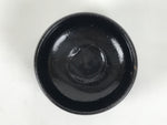 Japanese Ceramic Green Tea Bowl Matcha Chawan Vtg Pottery Glossy Black CHB153