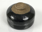 Japanese Ceramic Green Tea Bowl Matcha Chawan Vtg Pottery Glossy Black CHB153