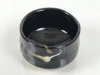Japanese Ceramic Green Tea Bowl Matcha Chawan Vtg Pottery Glossy Black CHB164