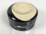 Japanese Ceramic Green Tea Bowl Matcha Chawan Vtg Pottery Glossy Black CHB164