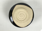 Japanese Ceramic Green Tea Bowl Matcha Chawan Vtg Pottery Glossy Black CHB164
