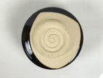 Japanese Ceramic Green Tea Bowl Matcha Chawan Vtg Pottery Glossy Black CHB164