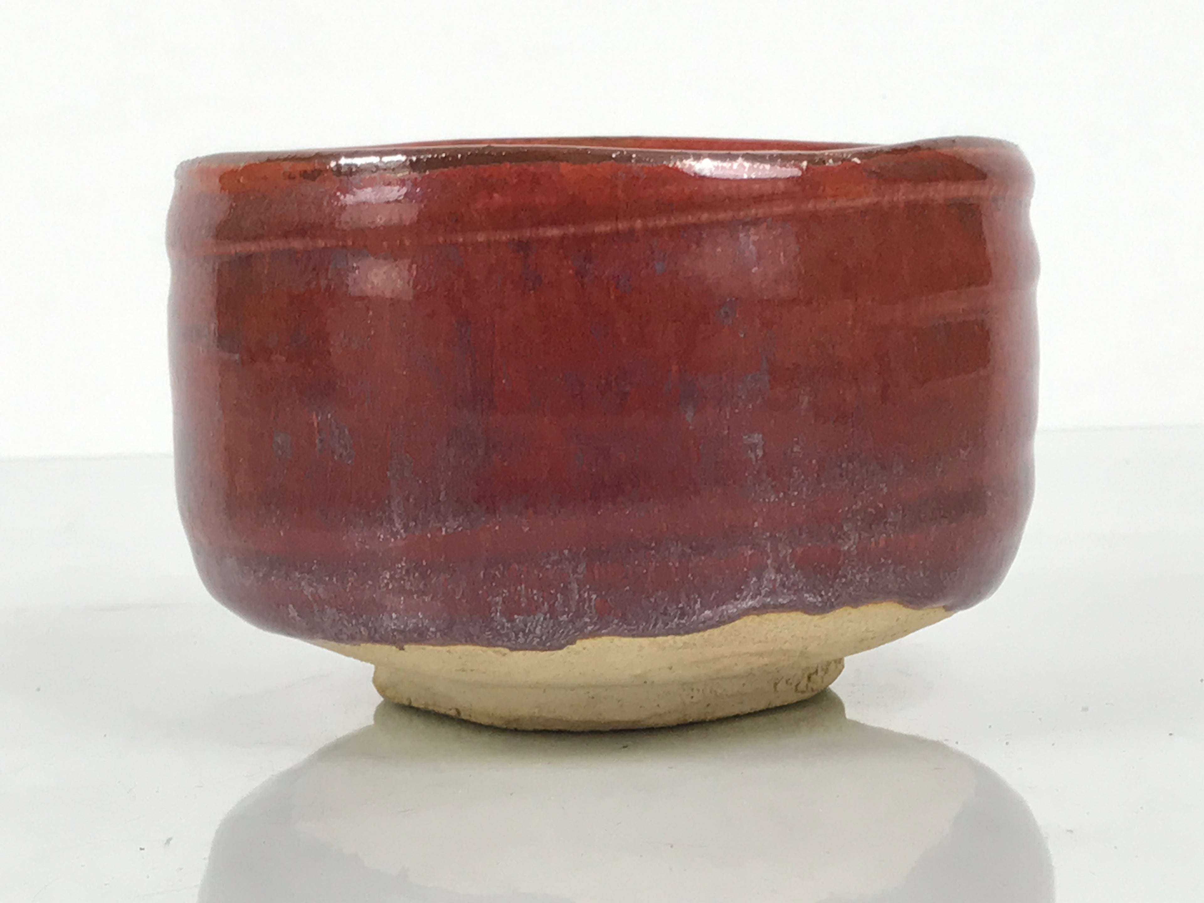 Japanese Ceramic Green Tea Bowl Matcha Chawan Vtg Pottery Glossy Brown CHB168