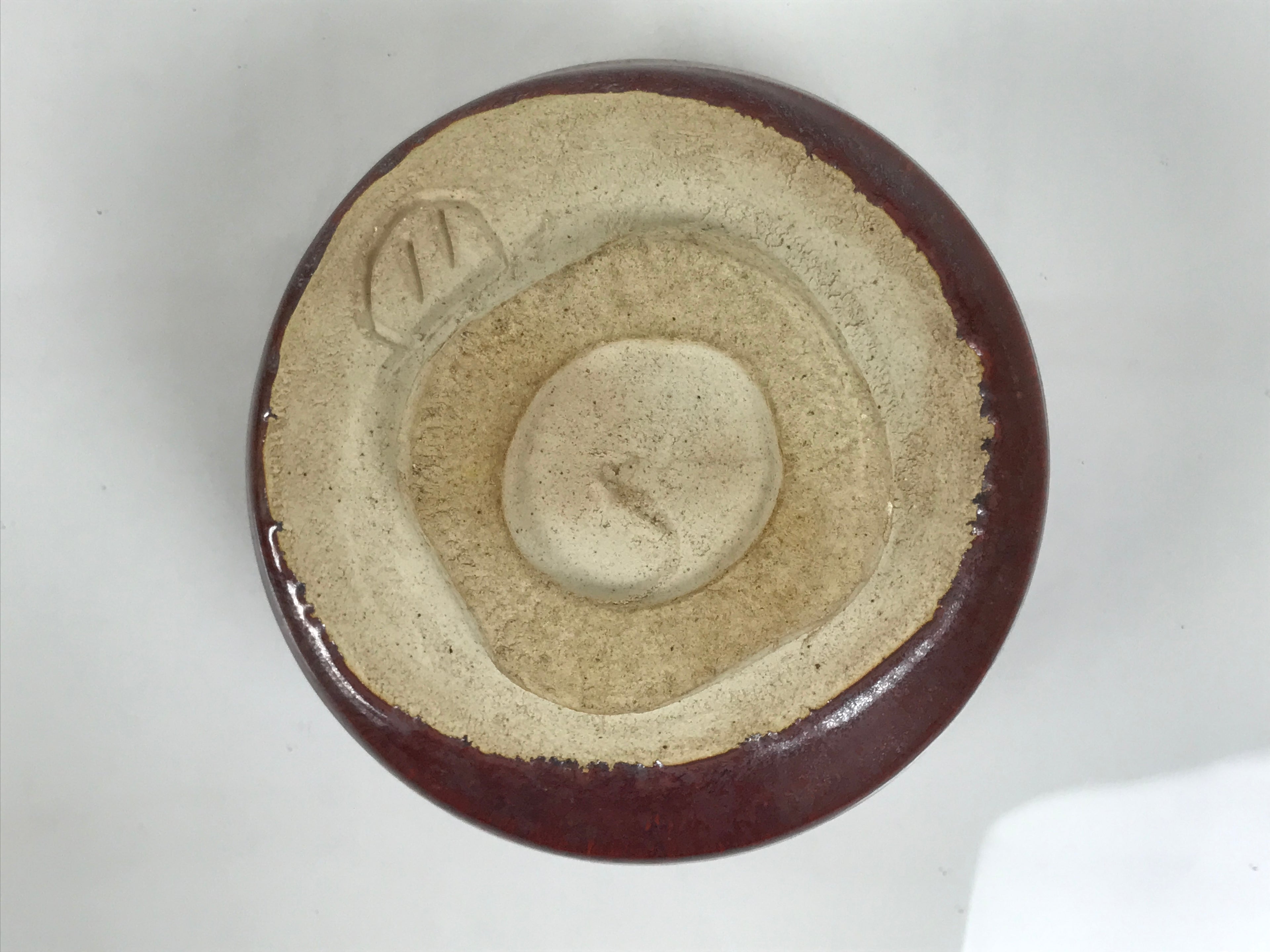 Japanese Ceramic Green Tea Bowl Matcha Chawan Vtg Pottery Glossy Brown CHB168
