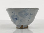 Japanese Ceramic Green Tea Bowl Matcha Chawan Vtg Pottery Gray Blue Plum CHB147