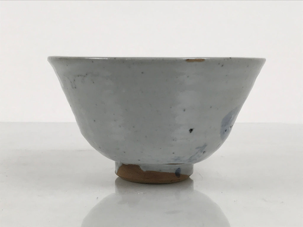 Japanese Ceramic Green Tea Bowl Matcha Chawan Vtg Pottery Gray Blue Plum CHB147