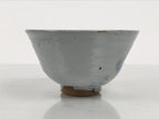 Japanese Ceramic Green Tea Bowl Matcha Chawan Vtg Pottery Gray Blue Plum CHB147