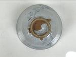 Japanese Ceramic Green Tea Bowl Matcha Chawan Vtg Pottery Gray Blue Plum CHB147