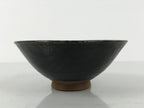 Japanese Ceramic Green Tea Bowl Matcha Chawan Vtg Pottery Gray Brown CHB119