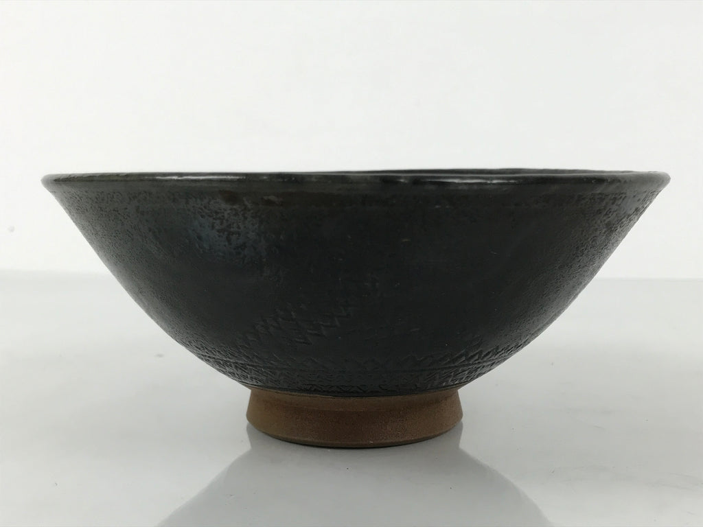 Japanese Ceramic Green Tea Bowl Matcha Chawan Vtg Pottery Gray Brown CHB119
