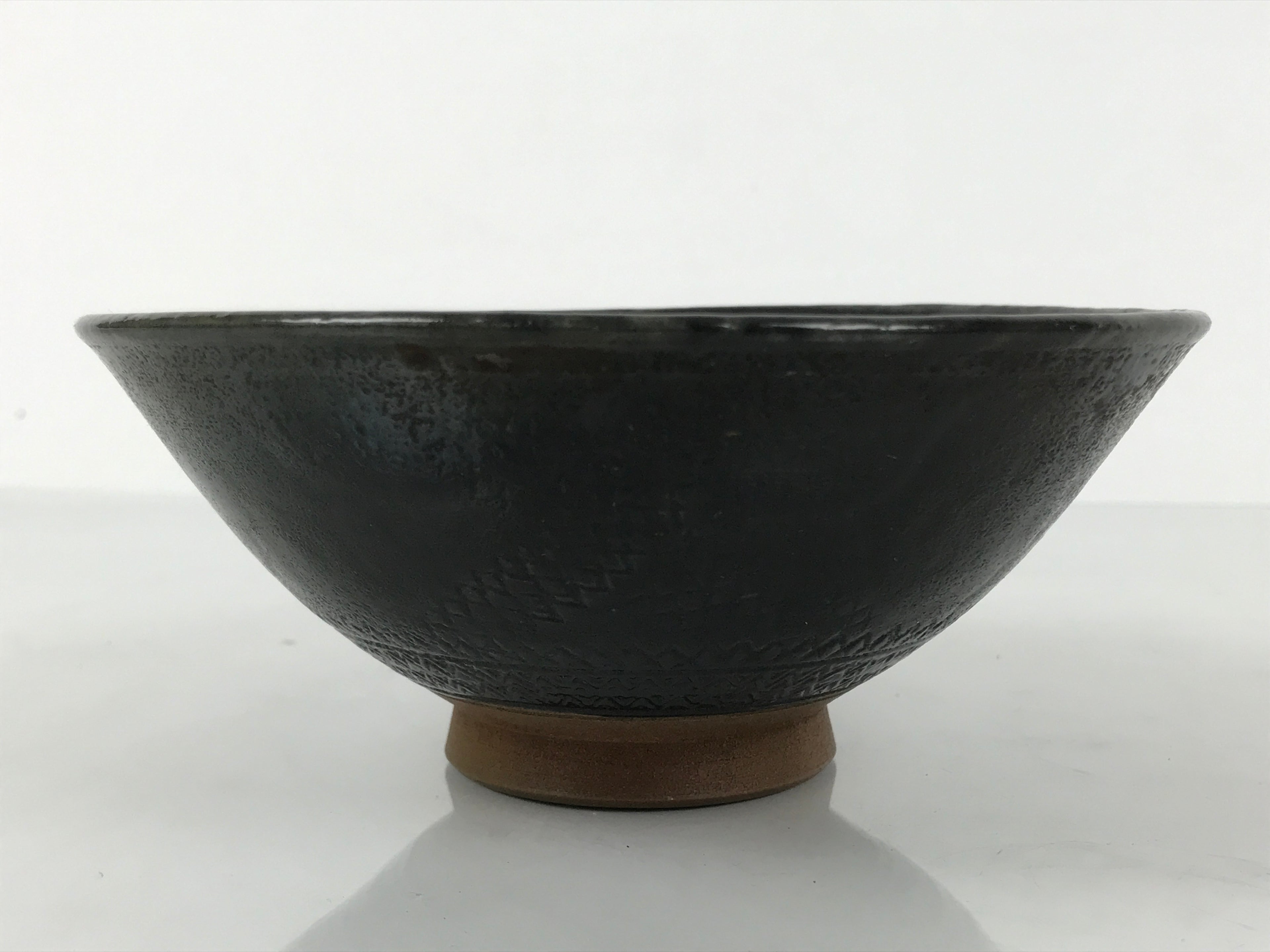 Japanese Ceramic Green Tea Bowl Matcha Chawan Vtg Pottery Gray Brown CHB119