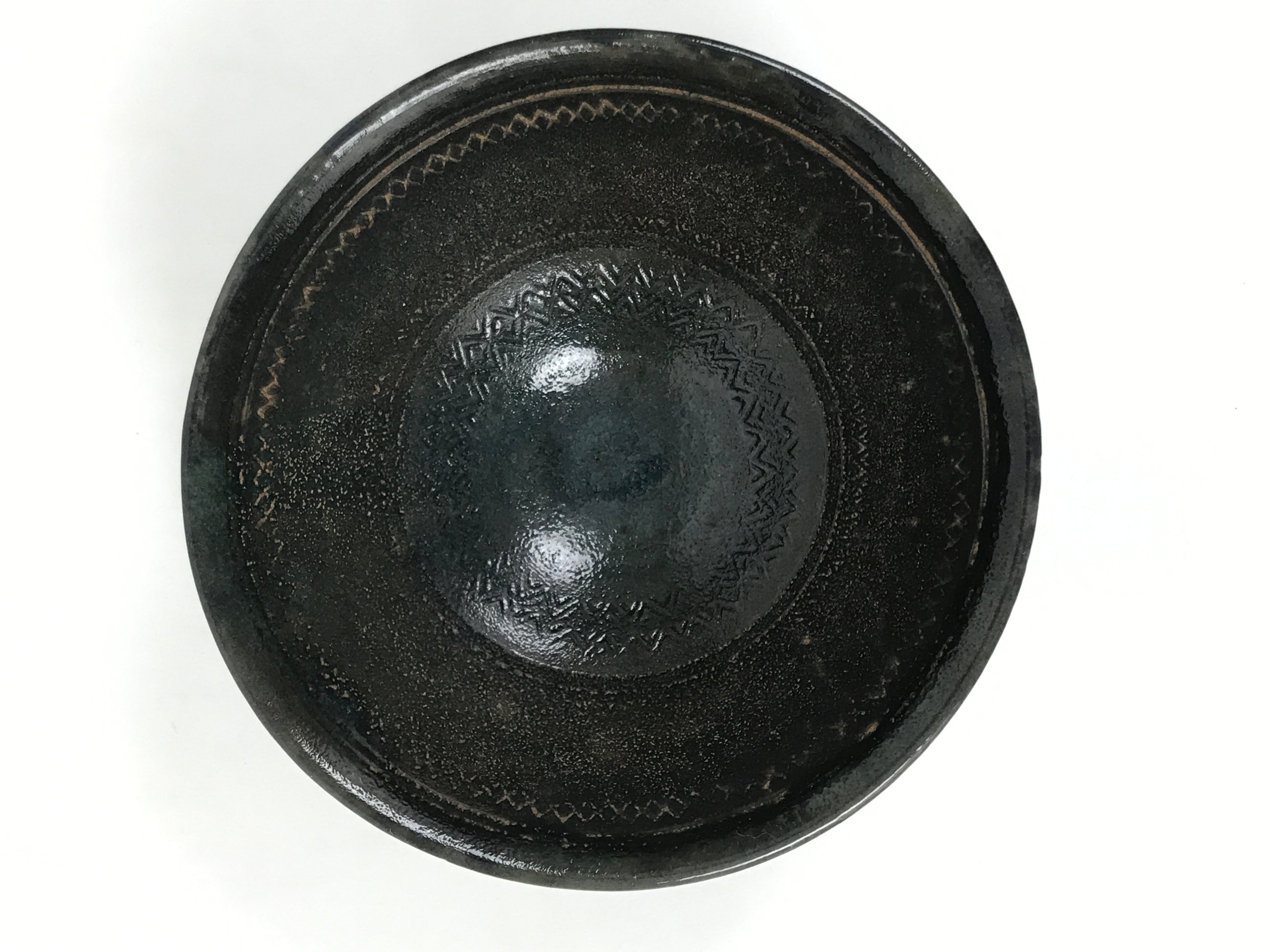 Japanese Ceramic Green Tea Bowl Matcha Chawan Vtg Pottery Gray Brown CHB119