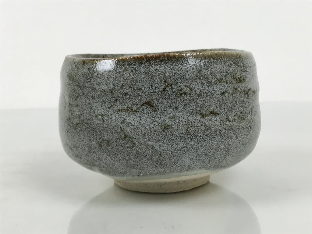 Japanese Ceramic Green Tea Bowl Matcha Chawan Vtg Pottery Gray Brown CHB146