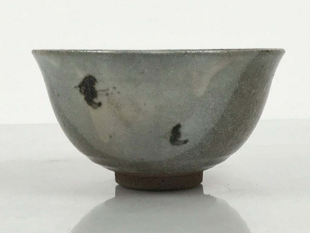 Japanese Ceramic Green Tea Bowl Matcha Chawan Vtg Pottery Gray Brown CHB162