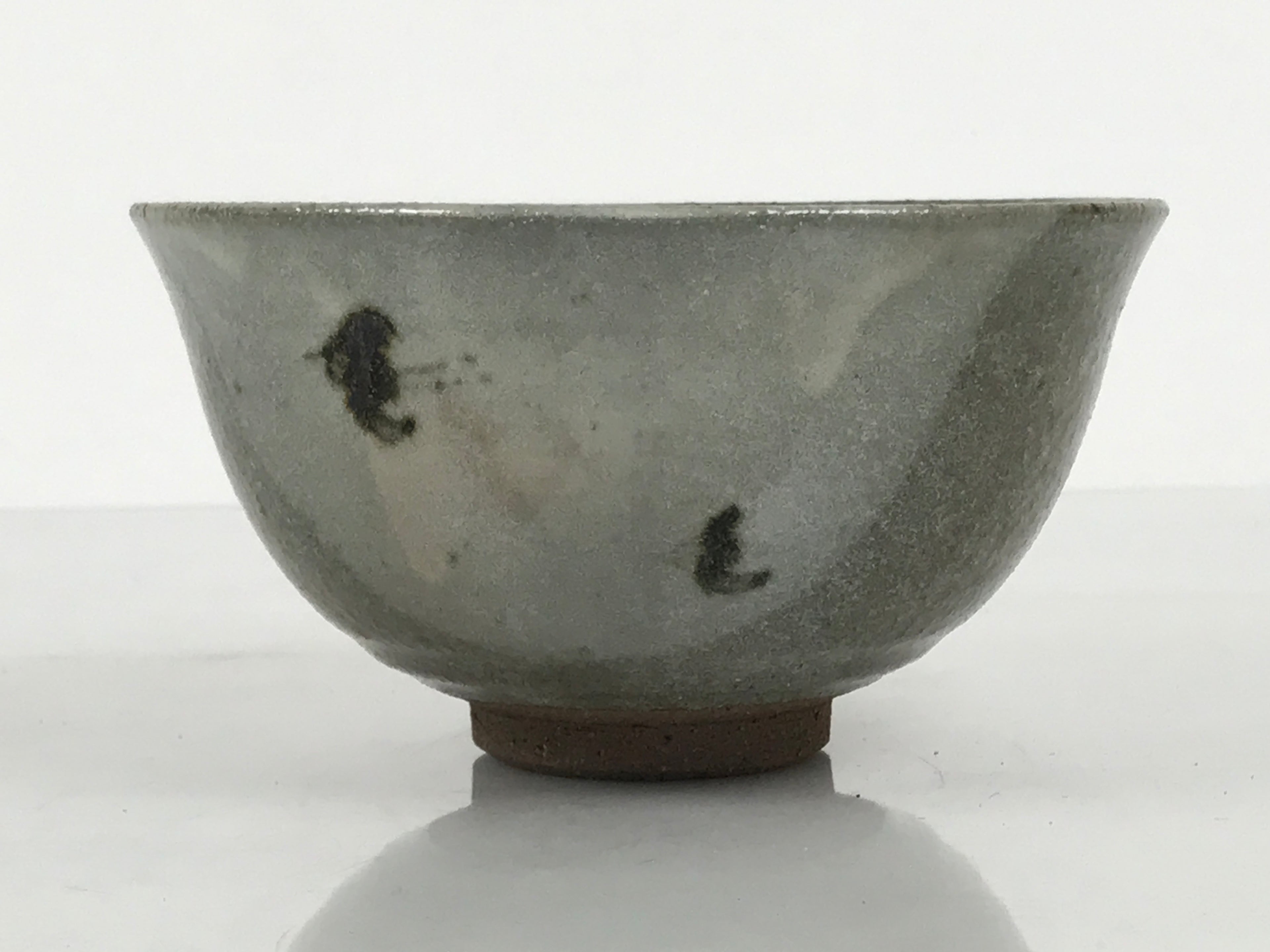 Japanese Ceramic Green Tea Bowl Matcha Chawan Vtg Pottery Gray Brown CHB162