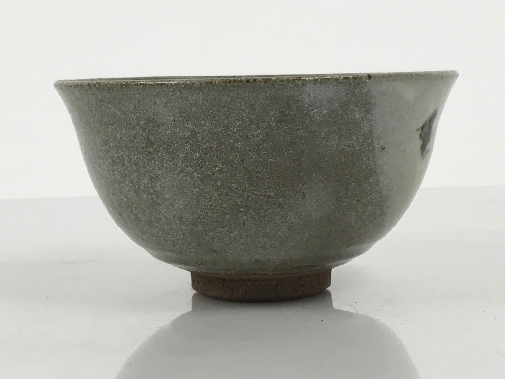 Japanese Ceramic Green Tea Bowl Matcha Chawan Vtg Pottery Gray Brown CHB162