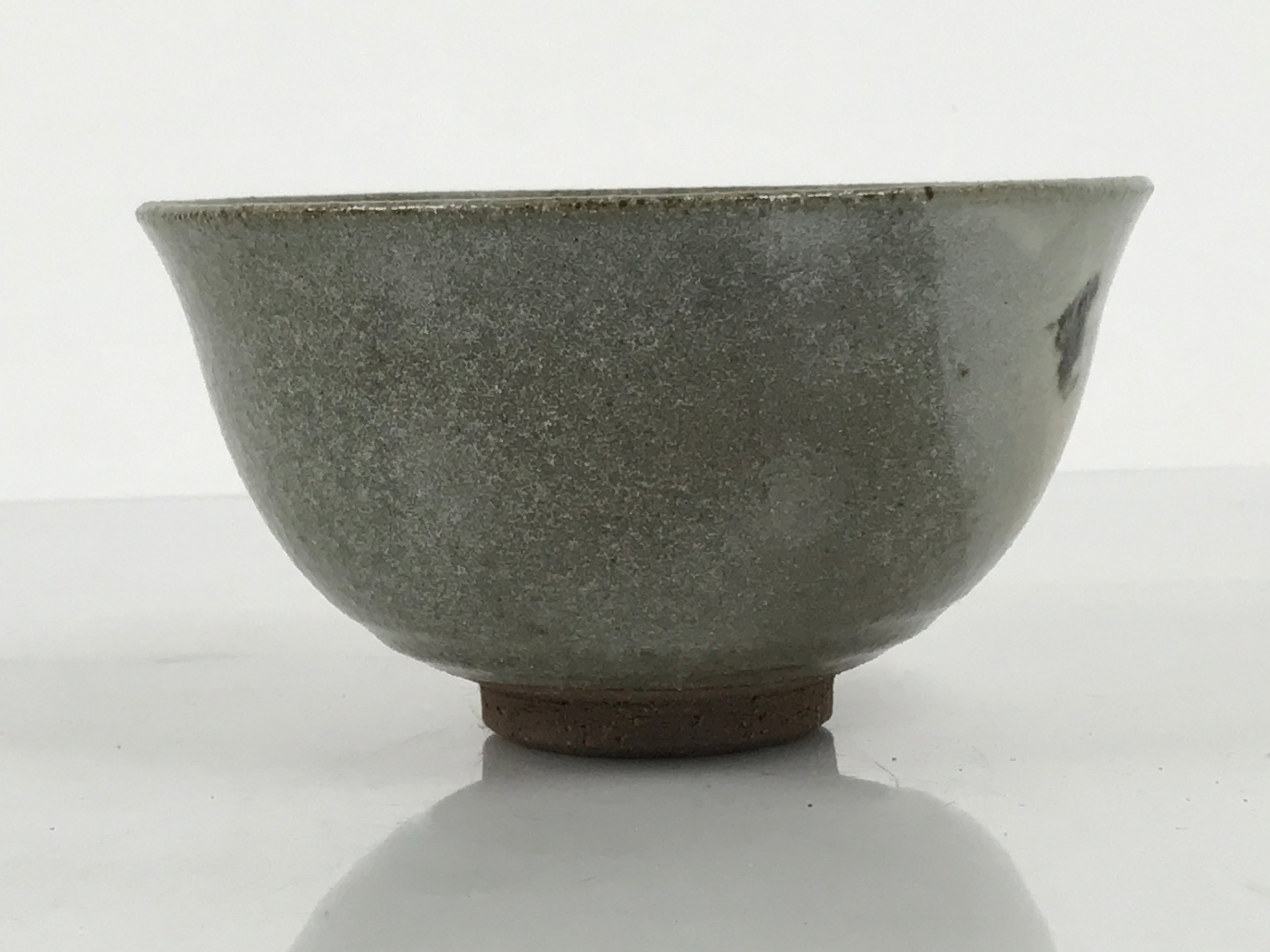 Japanese Ceramic Green Tea Bowl Matcha Chawan Vtg Pottery Gray Brown CHB162