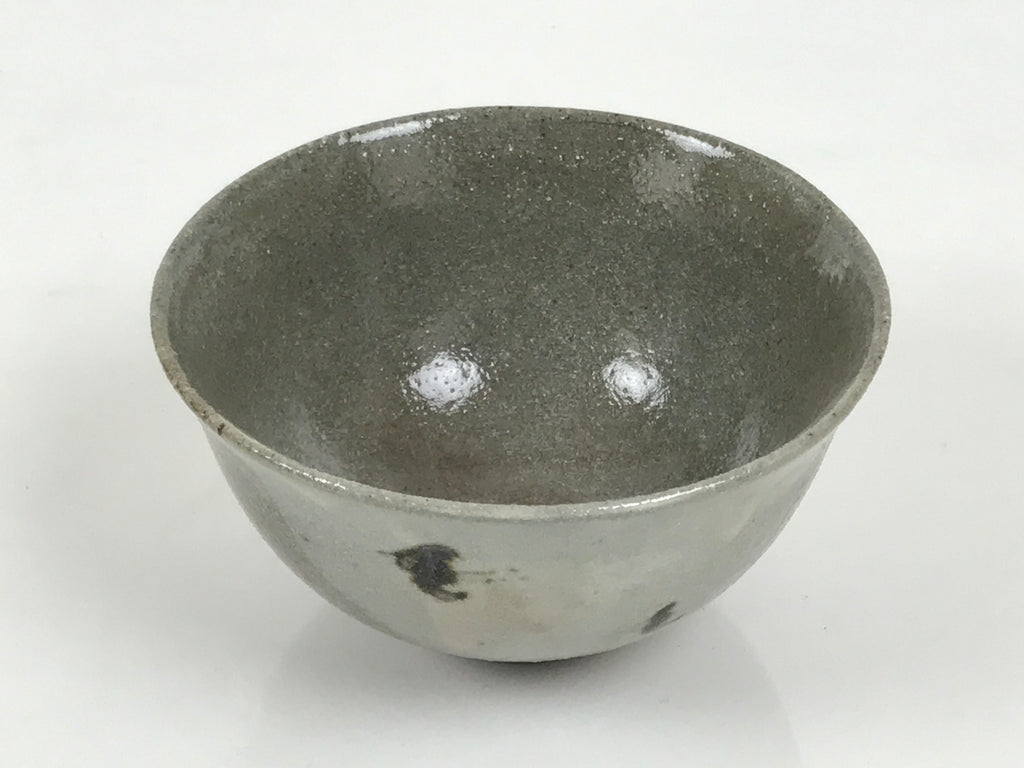 Japanese Ceramic Green Tea Bowl Matcha Chawan Vtg Pottery Gray Brown CHB162