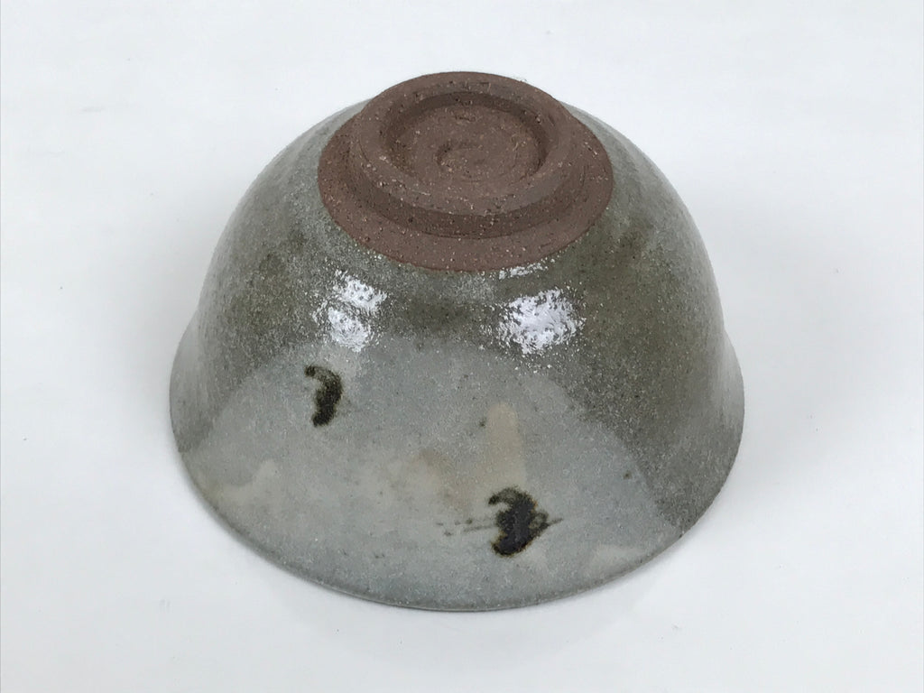 Japanese Ceramic Green Tea Bowl Matcha Chawan Vtg Pottery Gray Brown CHB162