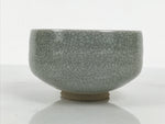 Japanese Ceramic Green Tea Bowl Matcha Chawan Vtg Pottery Gray Crackle CHB149