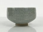 Japanese Ceramic Green Tea Bowl Matcha Chawan Vtg Pottery Gray Crackle CHB149