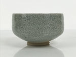Japanese Ceramic Green Tea Bowl Matcha Chawan Vtg Pottery Gray Crackle CHB149
