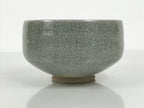 Japanese Ceramic Green Tea Bowl Matcha Chawan Vtg Pottery Gray Crackle CHB149
