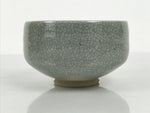 Japanese Ceramic Green Tea Bowl Matcha Chawan Vtg Pottery Gray Crackle CHB149