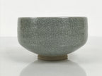 Japanese Ceramic Green Tea Bowl Matcha Chawan Vtg Pottery Gray Crackle CHB149